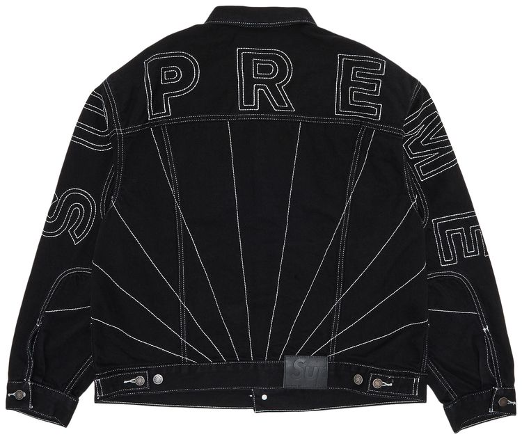 Supreme Radial Embroidered Denim Trucker Jacket Black