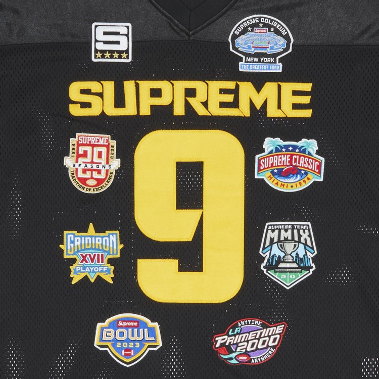 Supreme Championships Embroidered Football Jersey Black