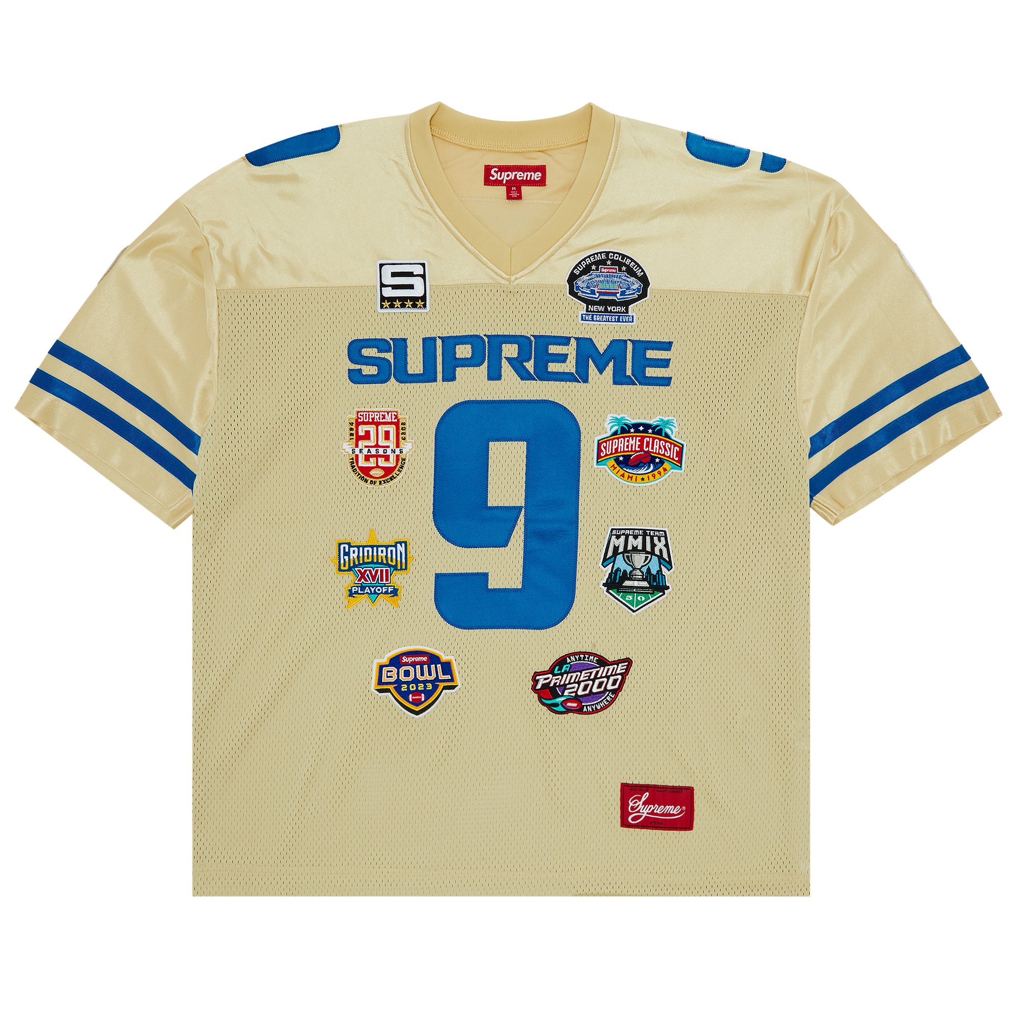 Buy Supreme Championships Embroidered Football Jersey 'Gold