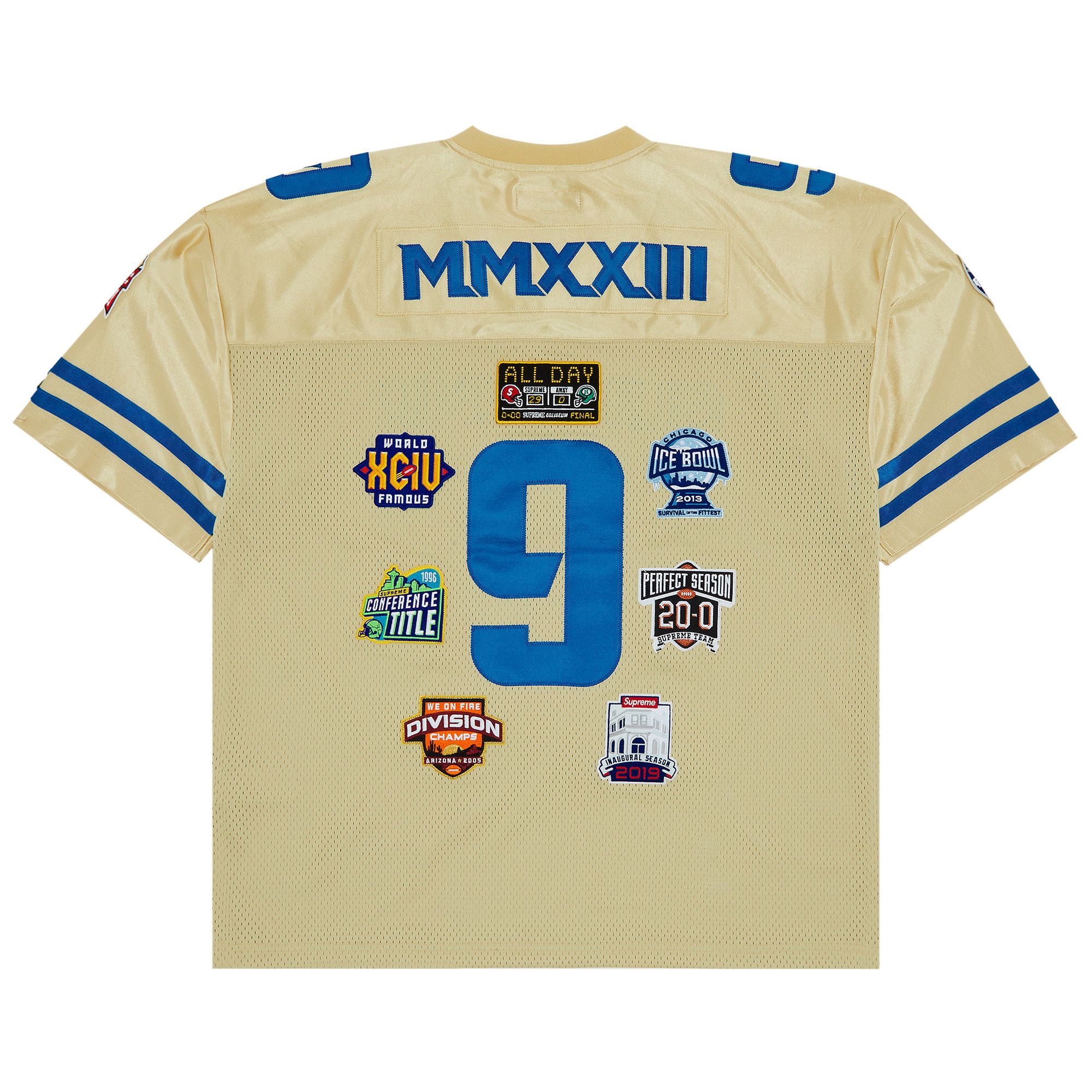 Buy Supreme Championships Embroidered Football Jersey 'Gold