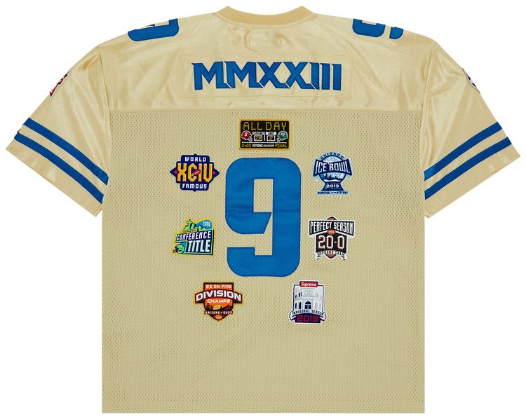 Supreme Championships Embroidered Football Jersey Gold