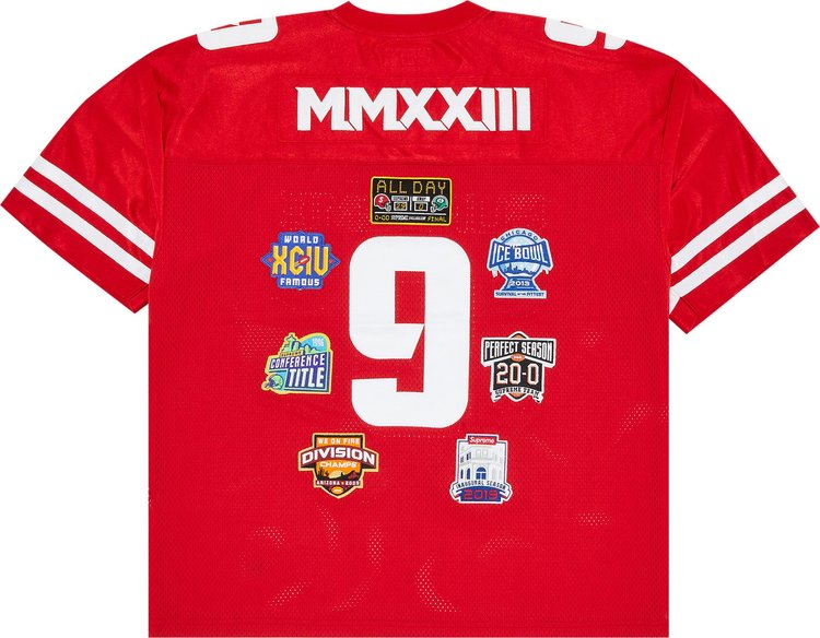 Supreme Championships Embroidered Football Jersey Red