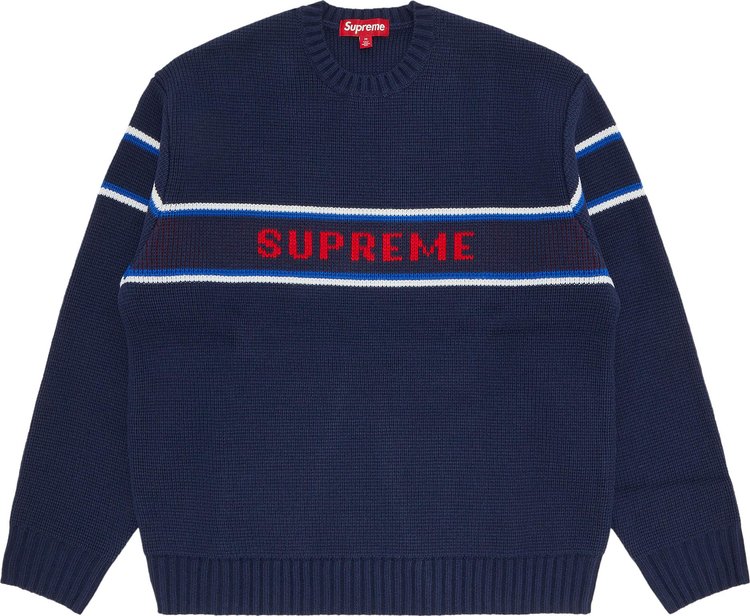 Supreme Chest Stripe Sweater Navy