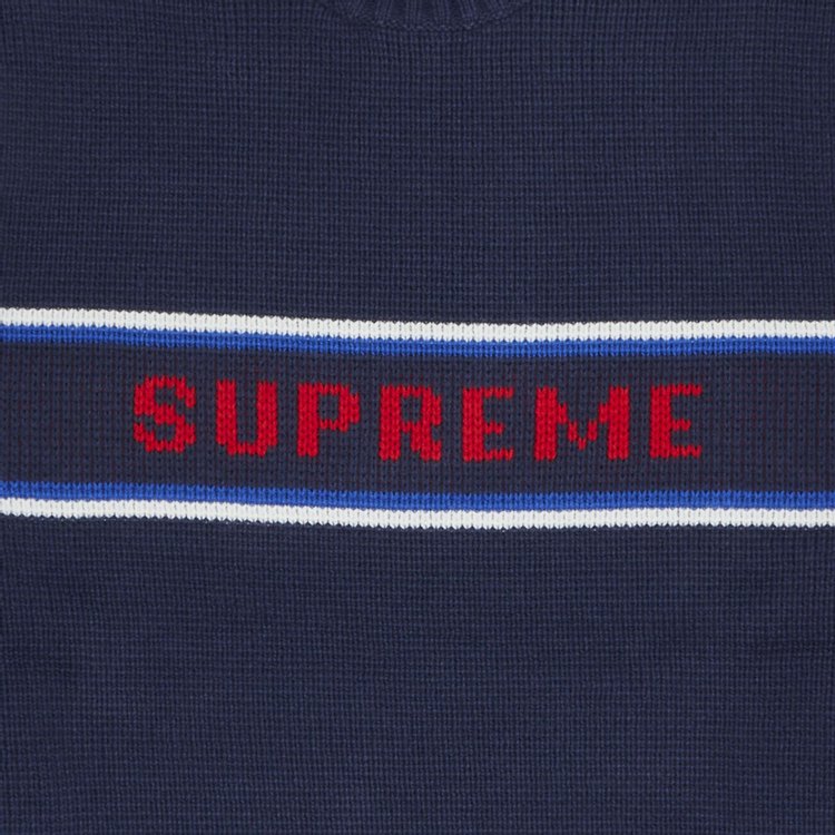 Supreme Chest Stripe Sweater Navy