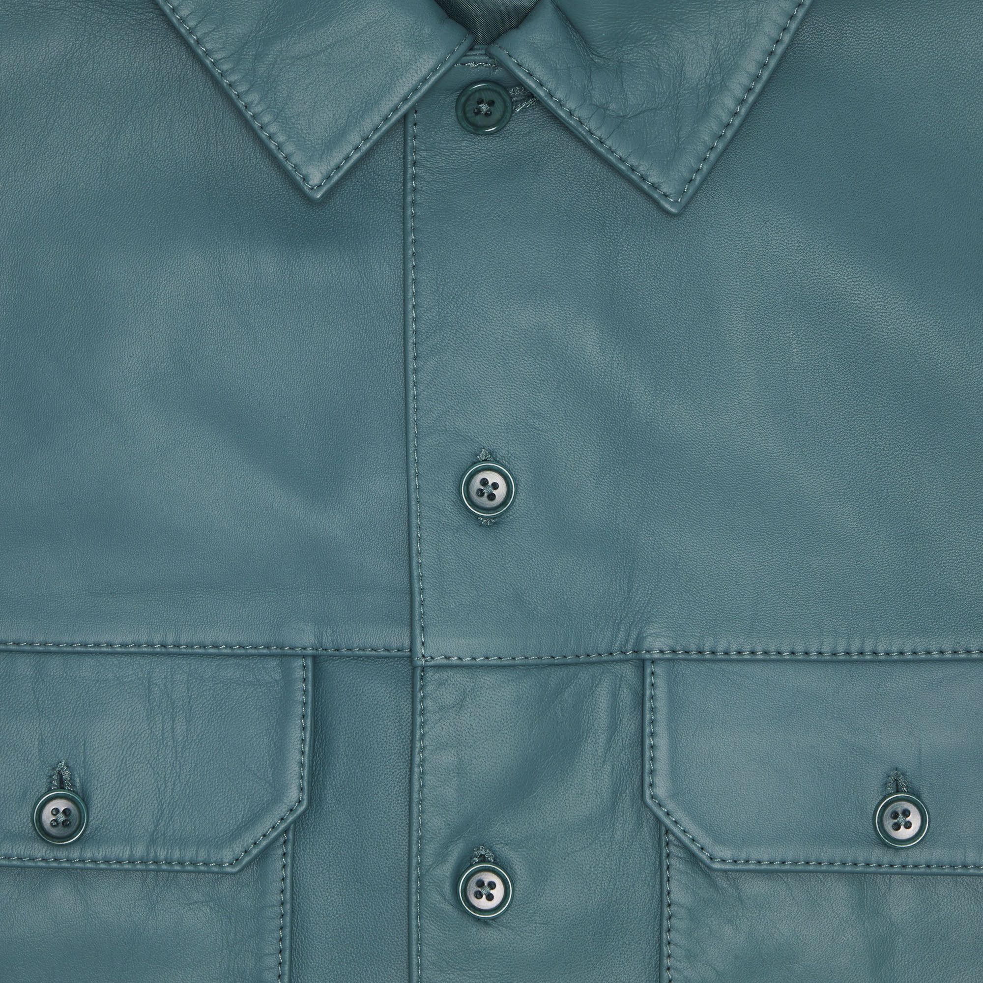 Buy Supreme Short-Sleeve Leather Work Shirt 'Dusty Teal' - FW23S5