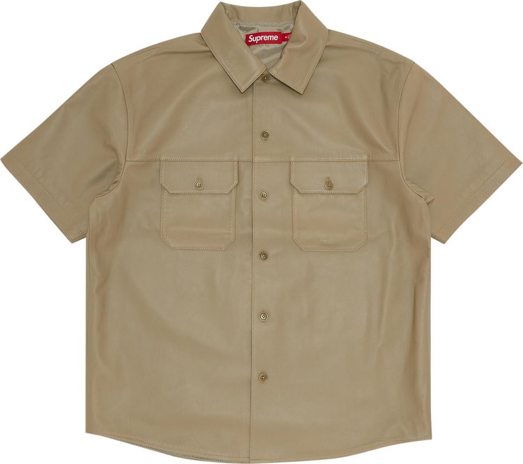 Supreme Short Sleeve Leather Work Shirt Tan