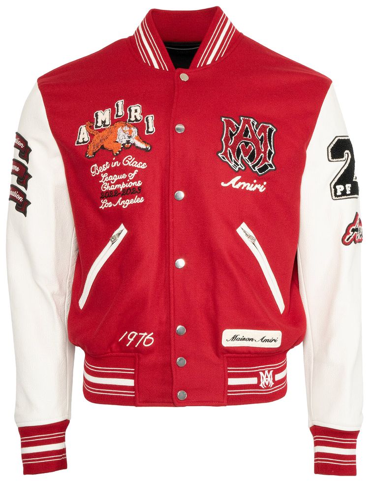 Amiri Vintage Patch Varsity Bomber Red