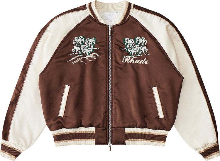 Rhude Crepe Satin Souvenier Jacket BrownCream