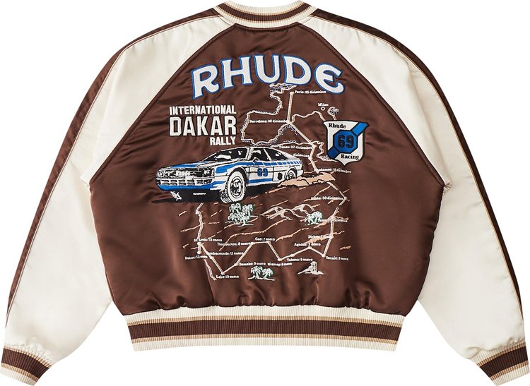 Rhude Crepe Satin Souvenier Jacket BrownCream