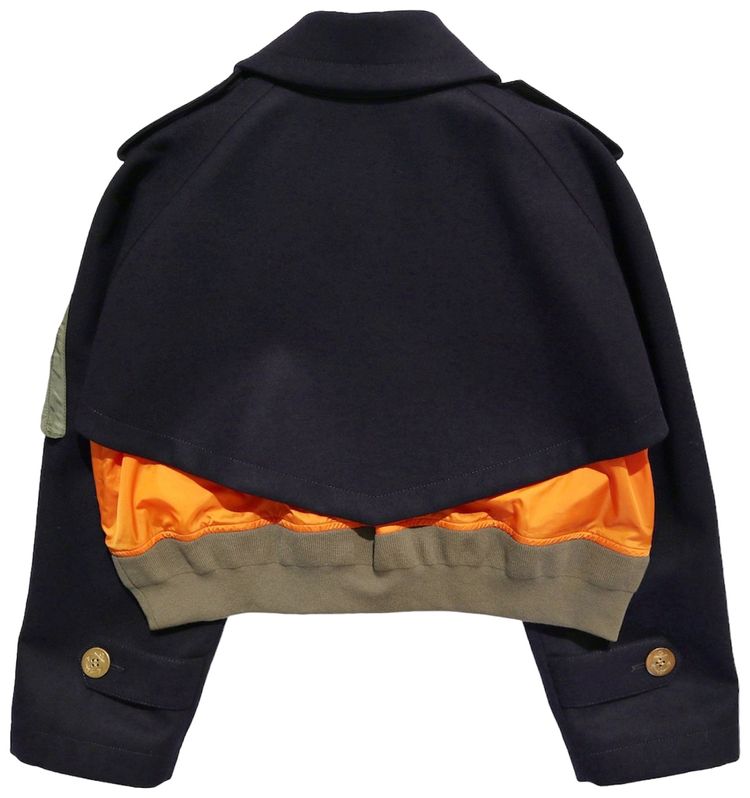 Sacai Wool Melton Mix Jacket Navy