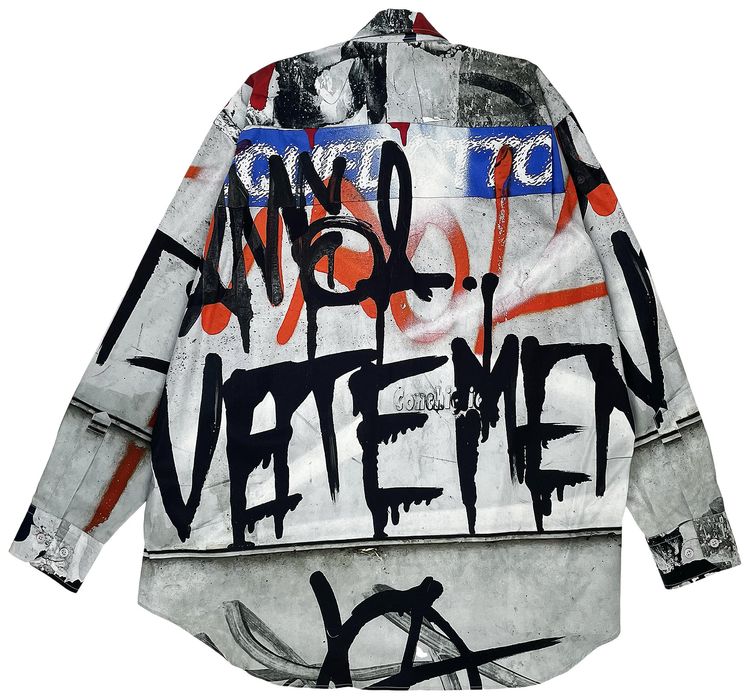 Vetements Graffiti Shirt Graffiti Print Grey