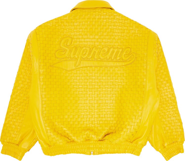 Supreme Woven Leather Varsity Jacket Yellow