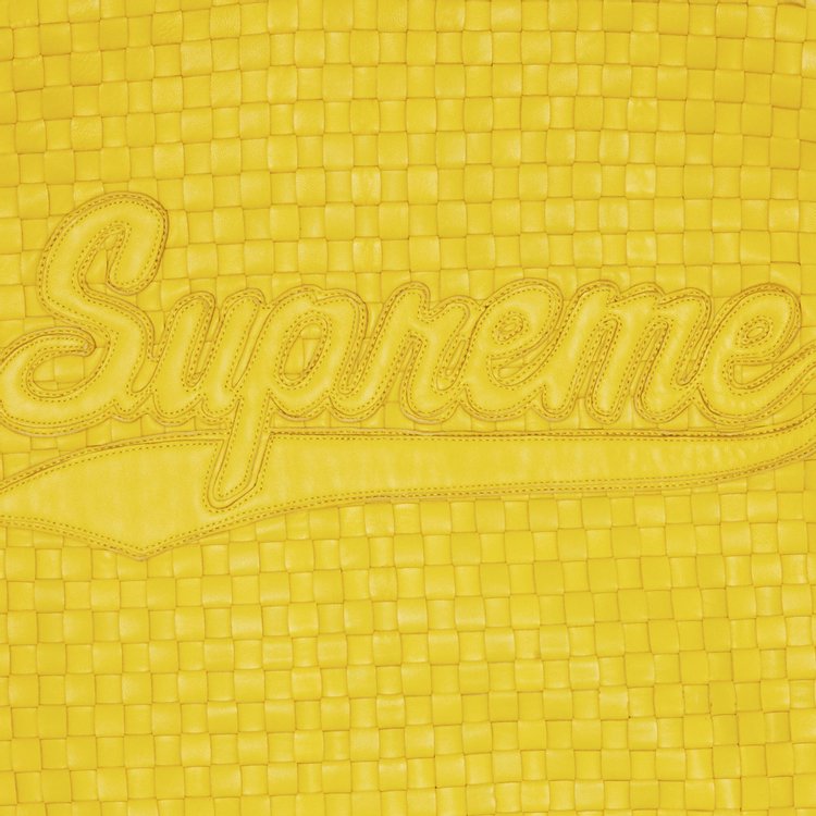 Supreme Woven Leather Varsity Jacket Yellow