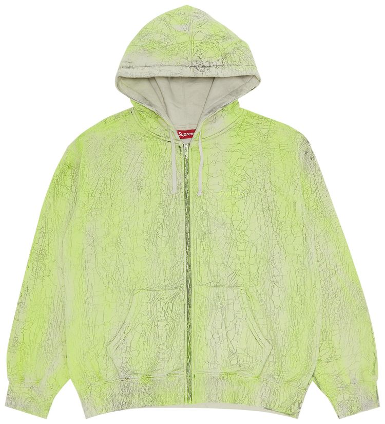 Supreme Crackle Zip Up Hooded Sweatshirt Yellow