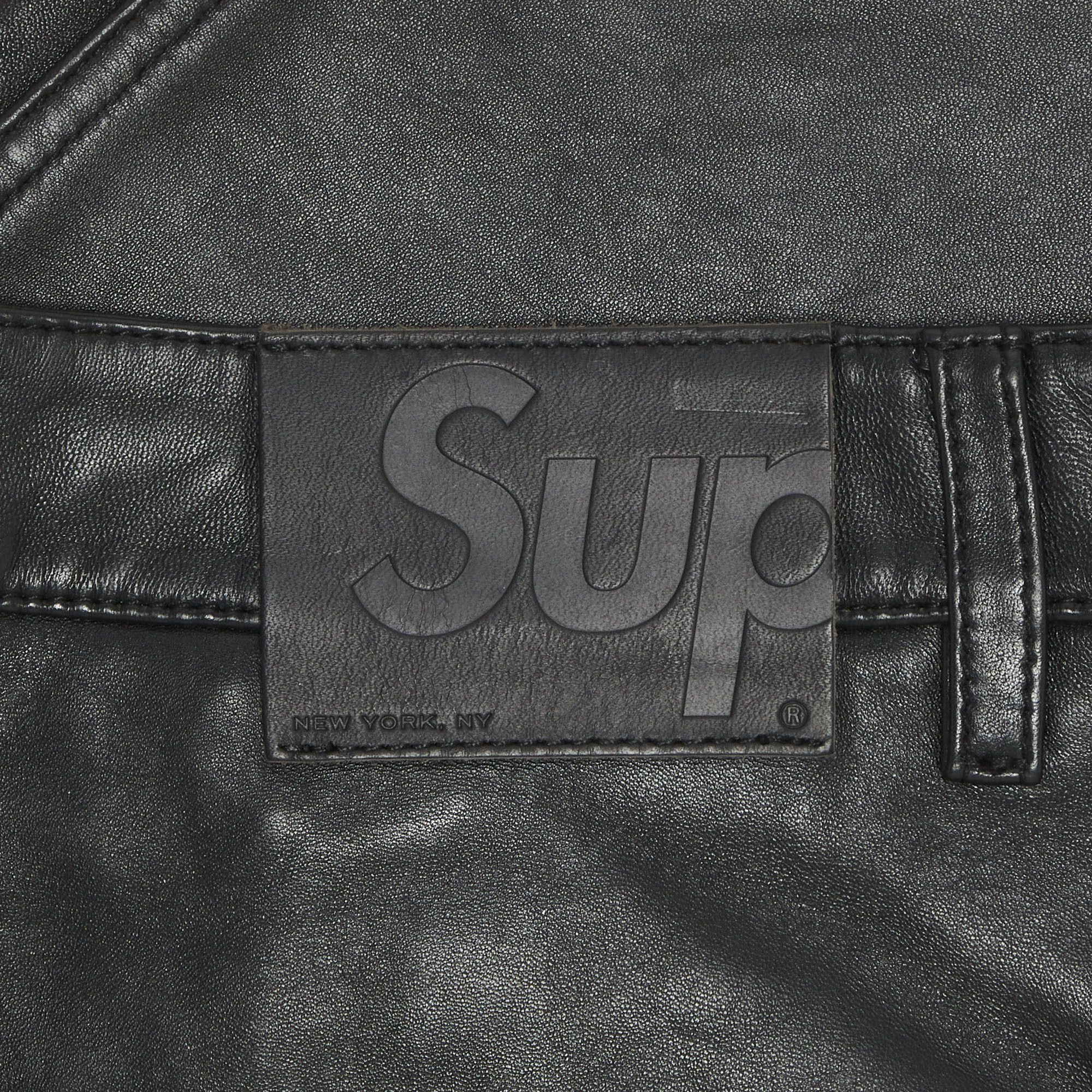 Buy Supreme Leather Double Knee Painter Pant 'Black' - FW23P21