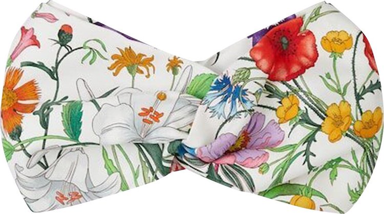 Gucci Flora Print Silk Headband 'White/Multicolor'