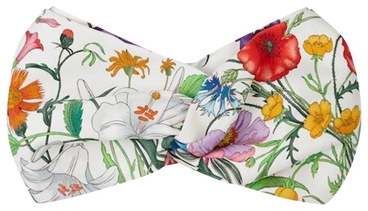 Gucci Flora Print Silk Headband WhiteMulticolor