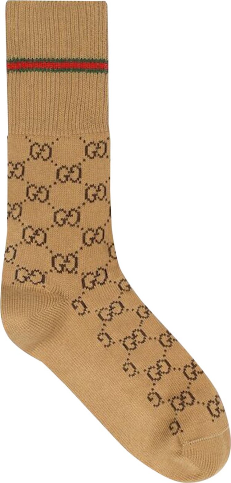 Gucci GG Web Socks 'Camel/Dark Green'