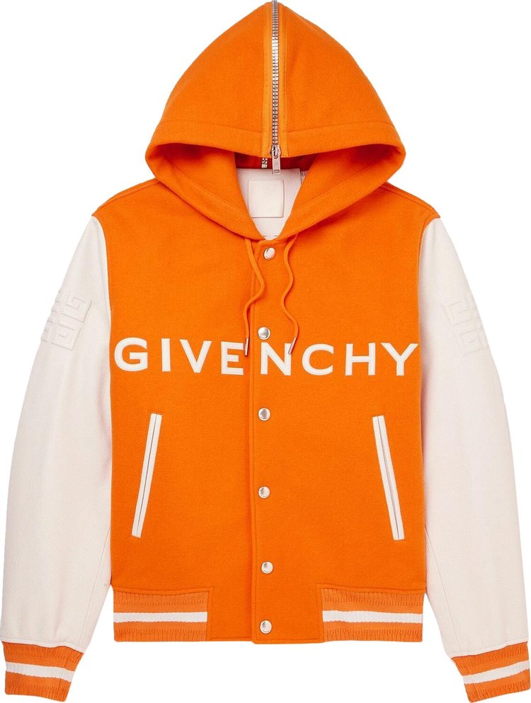 Buy Givenchy Hooded Varsity Jacket 'Orange' - BM011T6Y16800 800 | GOAT