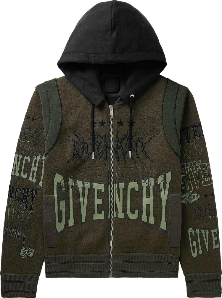 Givenchy Hooded Embroidered Varsity Jacket 'Military Green'