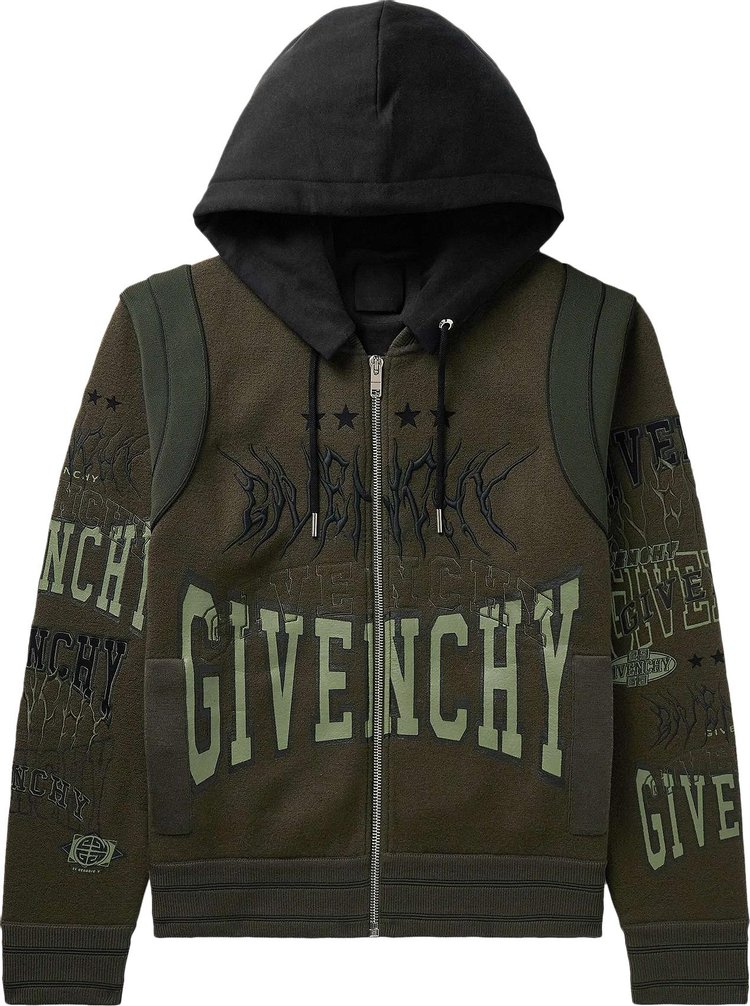 Givenchy Hooded Embroidered Varsity Jacket Military Green