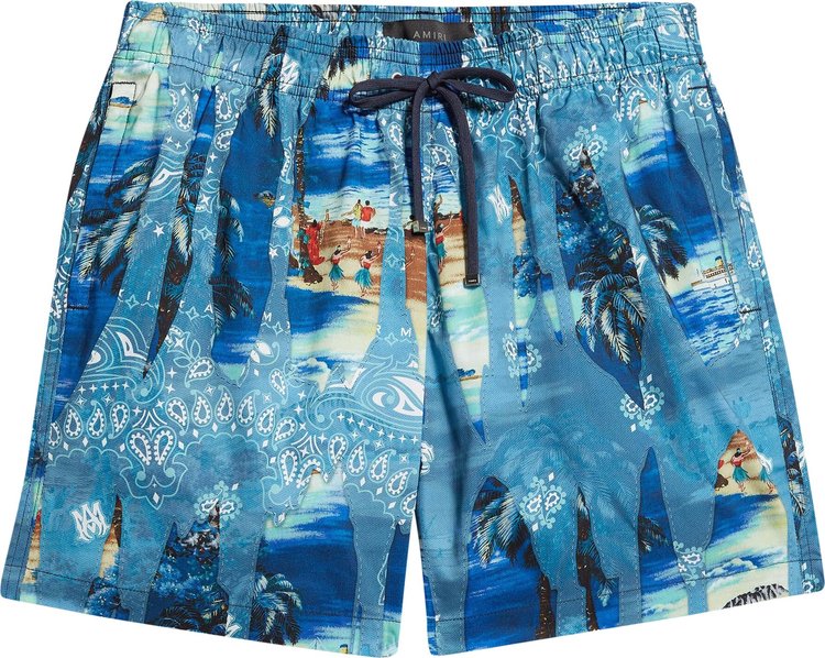 Amiri Bandana Bleach Swim Trunk 'Blue/Black'