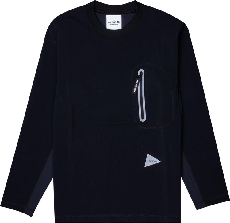 And Wander Cool Touch Pocket Long-Sleeve Tee 'Black'