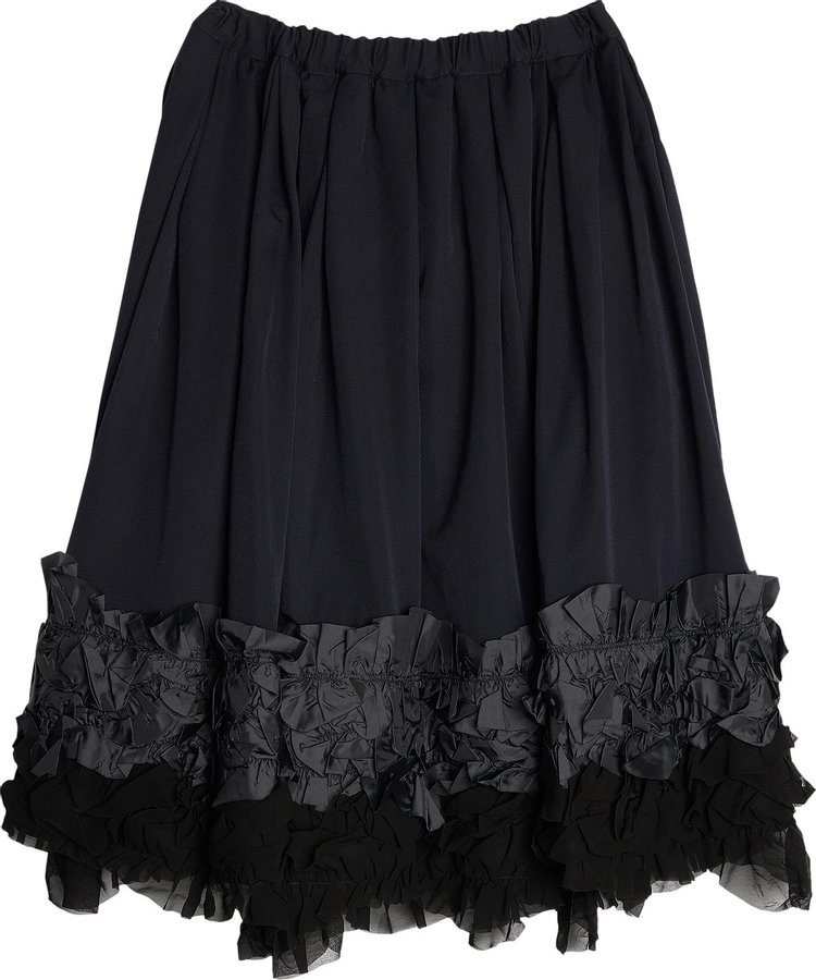 Comme des Garçons Wool Gabardine Lace Skirt 'Navy/Black'