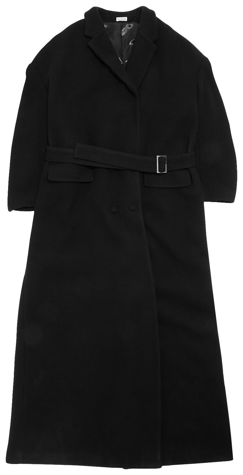 Buy Willy Chavarria Double Breasted Full Length Coat With Belt 'Black