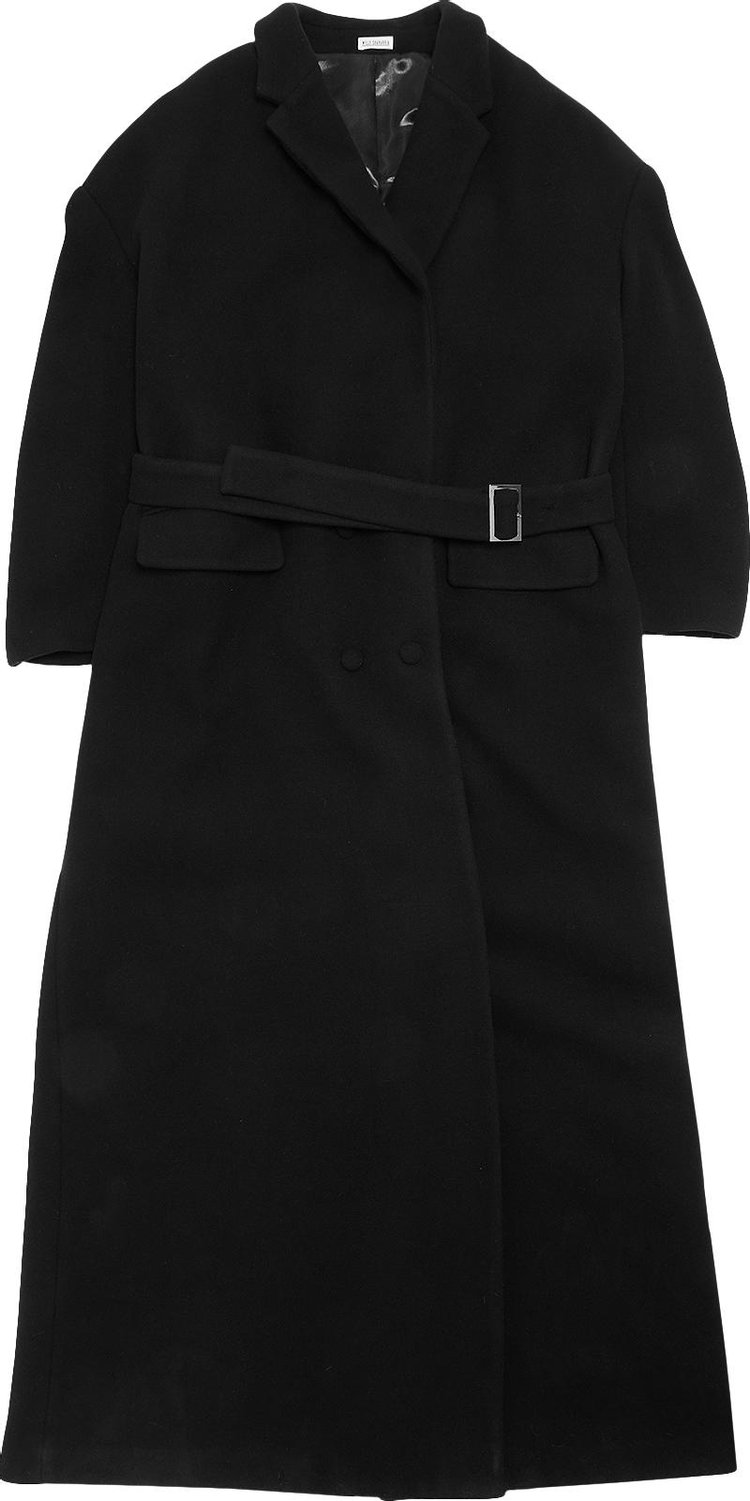 Willy Chavarria Double Breasted Full Length Coat With Belt 'Black'