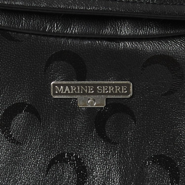 Marine Serre Crescent Moon Boxy Leather Jacket Black