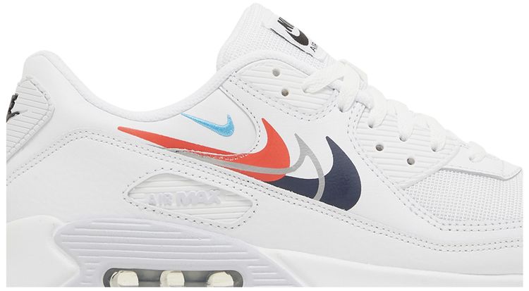 Nike Air Max 90 Multi Swoosh   White Bright Crimson