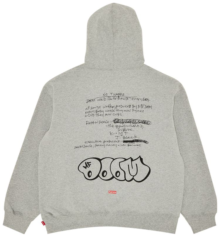 Supreme MF DOOM Hooded Sweatshirt Heather Grey