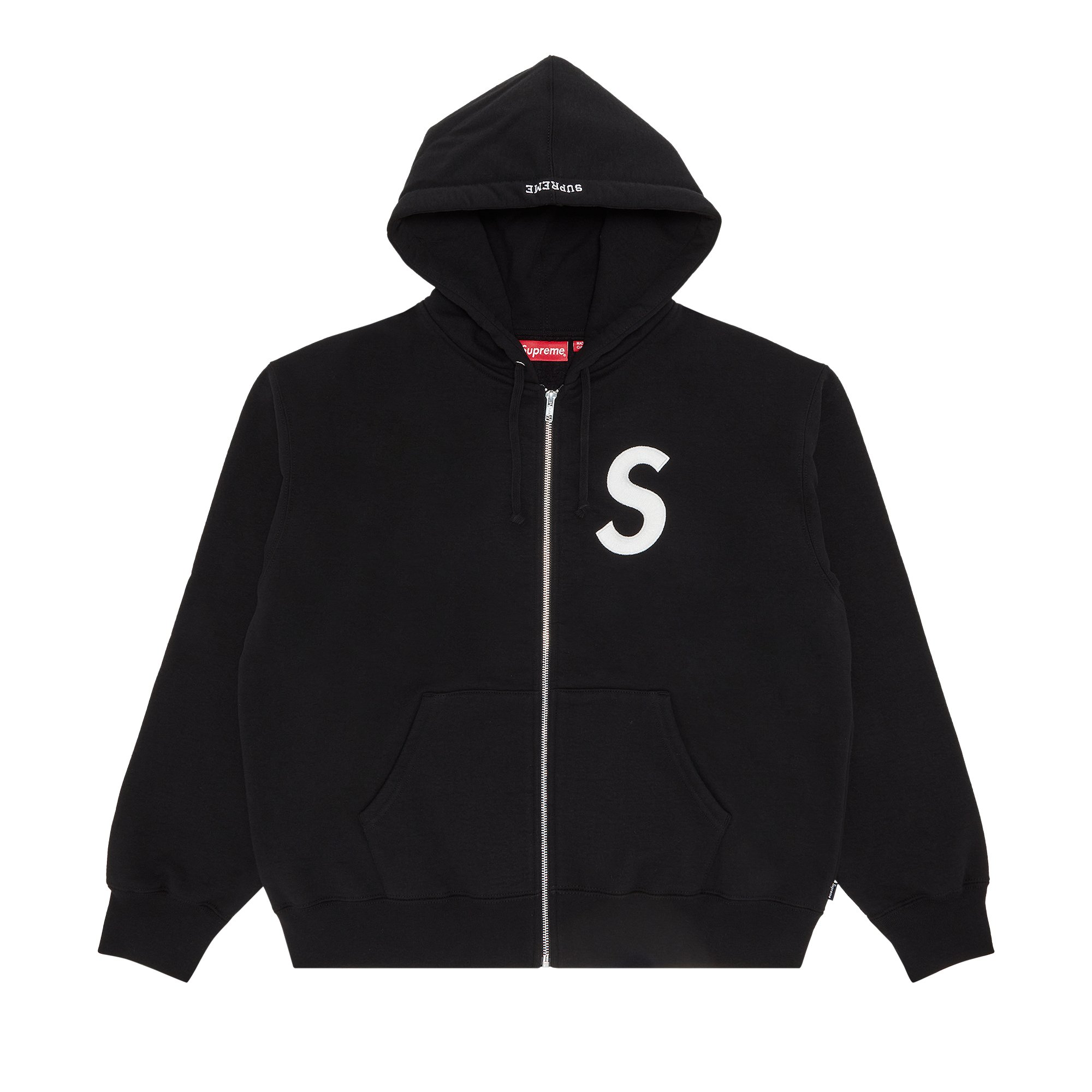 Supreme S Logo Zip Up Hooded Sweatshirt 'Black'