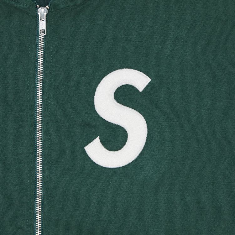 Supreme S Logo Zip Up Hooded Sweatshirt Dark Green