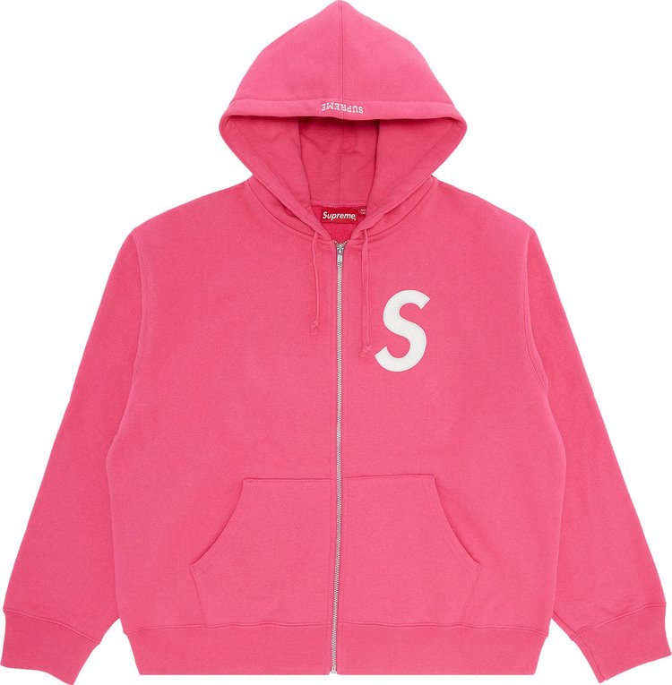 Supreme S Logo Zip Up Hooded Sweatshirt 'Magenta'