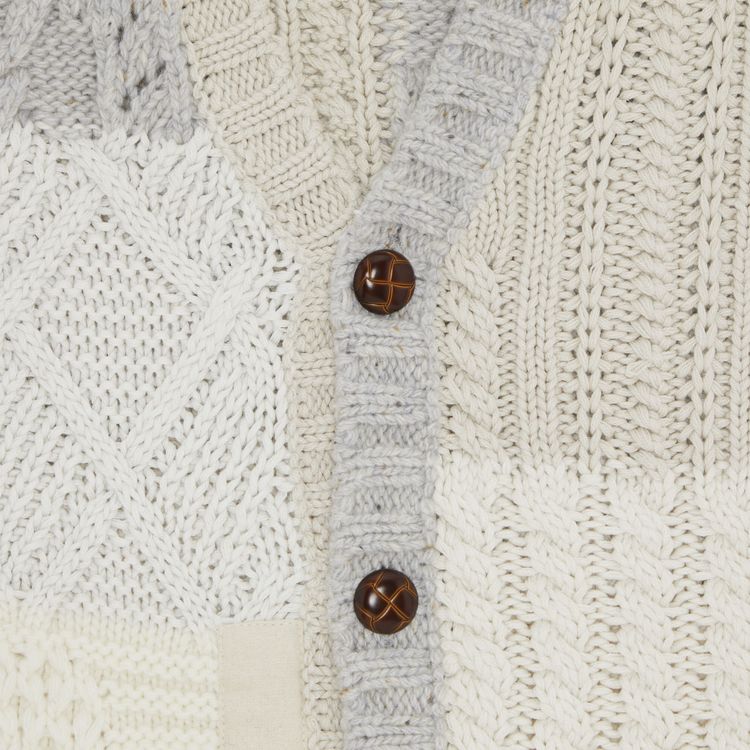 Supreme Patchwork Cable Knit Cardigan Ivory