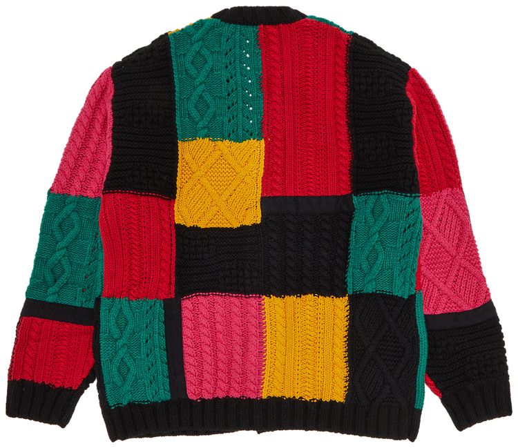 Supreme Patchwork Cable Knit Cardigan Black