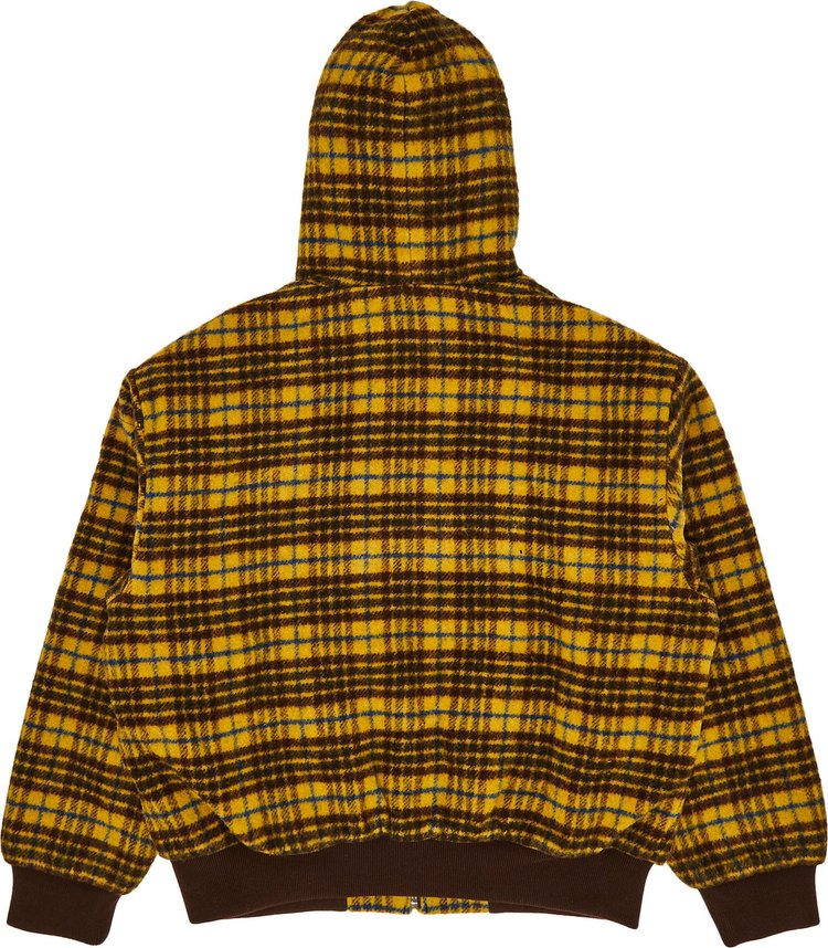 Supreme Plaid Wool Hooded Work Jacket Brown