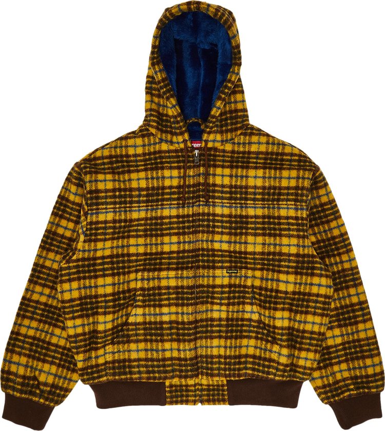 Supreme Plaid Wool Hooded Work Jacket 'Brown'