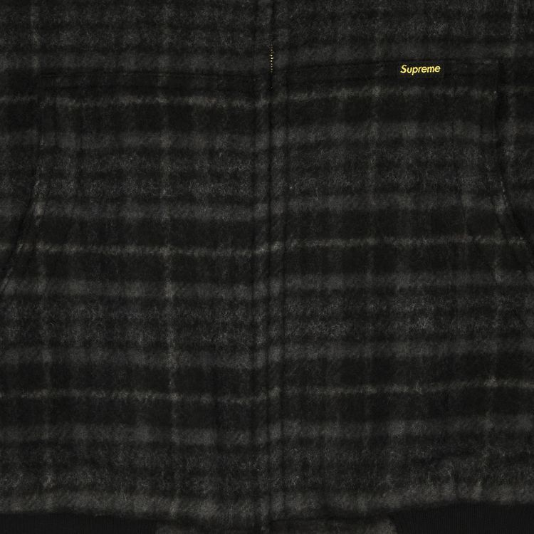 Supreme Plaid Wool Hooded Work Jacket Black