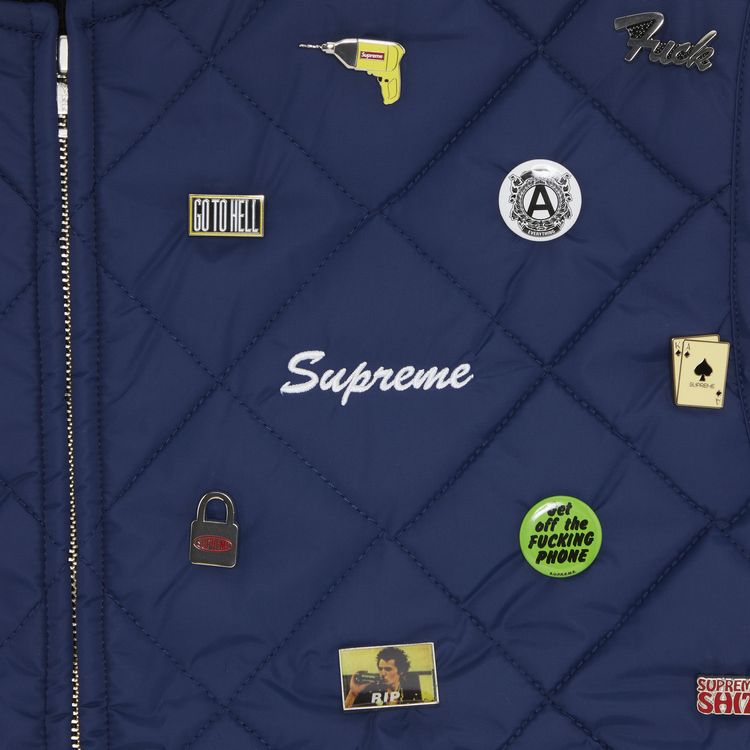 Supreme Pins Quilted Work Vest Navy