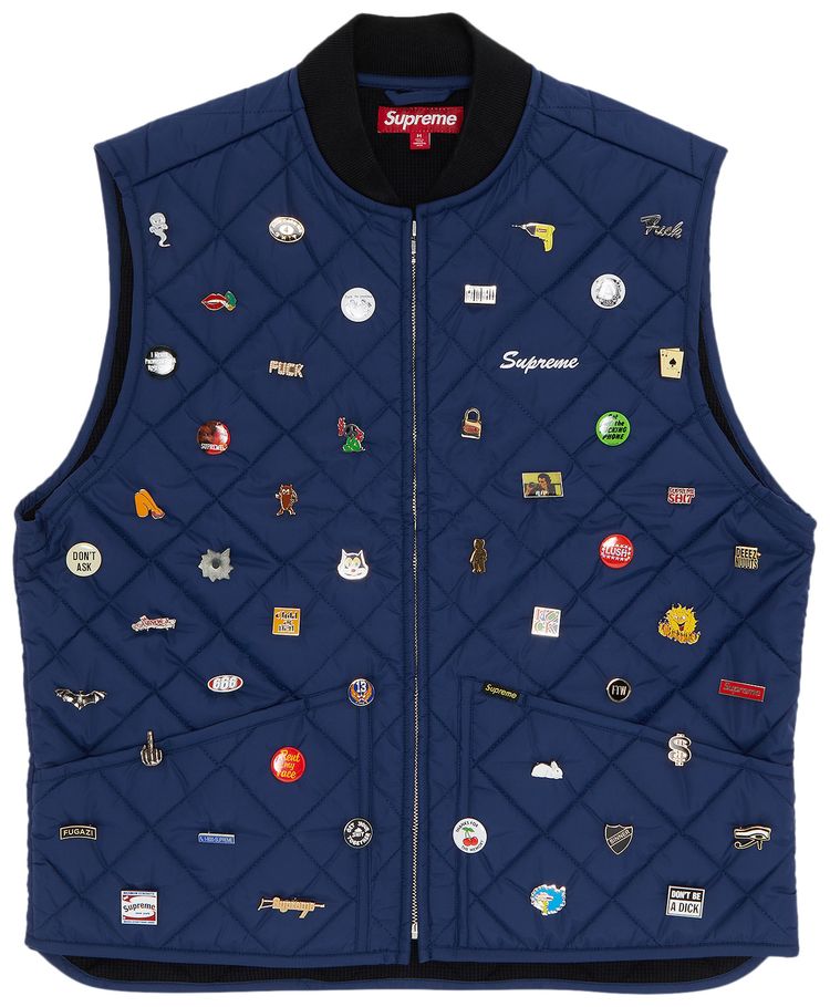 Supreme Pins Quilted Work Vest Navy