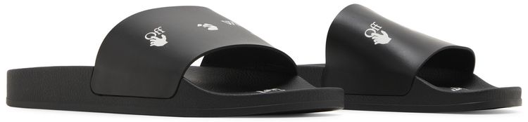 Off White Logo Print Slide Drowning Man   Black