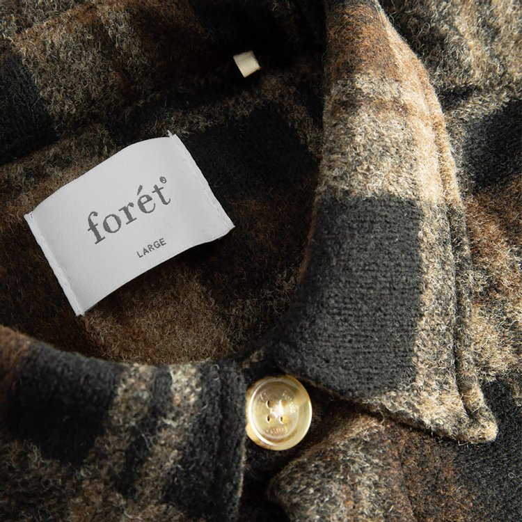 foret Ivy Check Wool Overshirt Brown