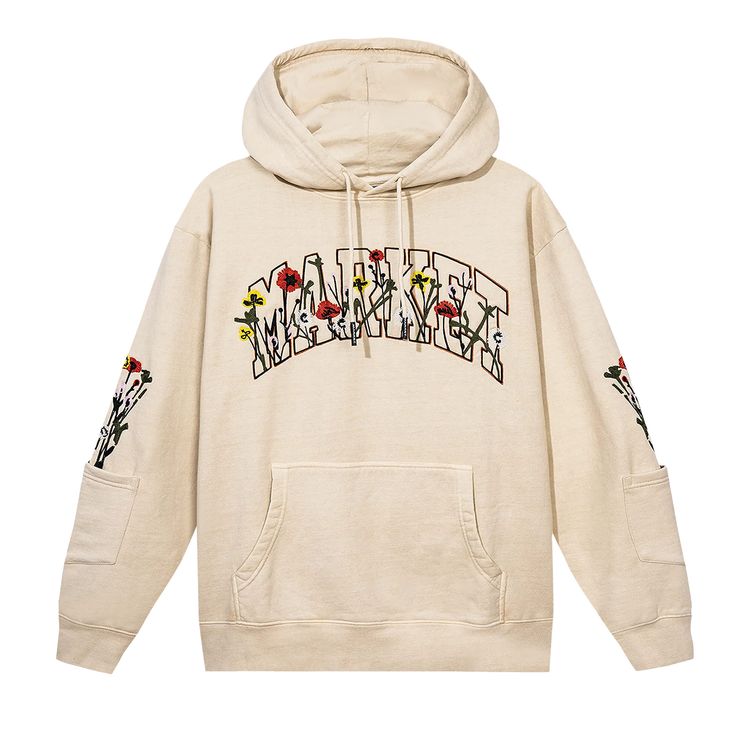 Market Bouquet Pullover Hoodie Ecru