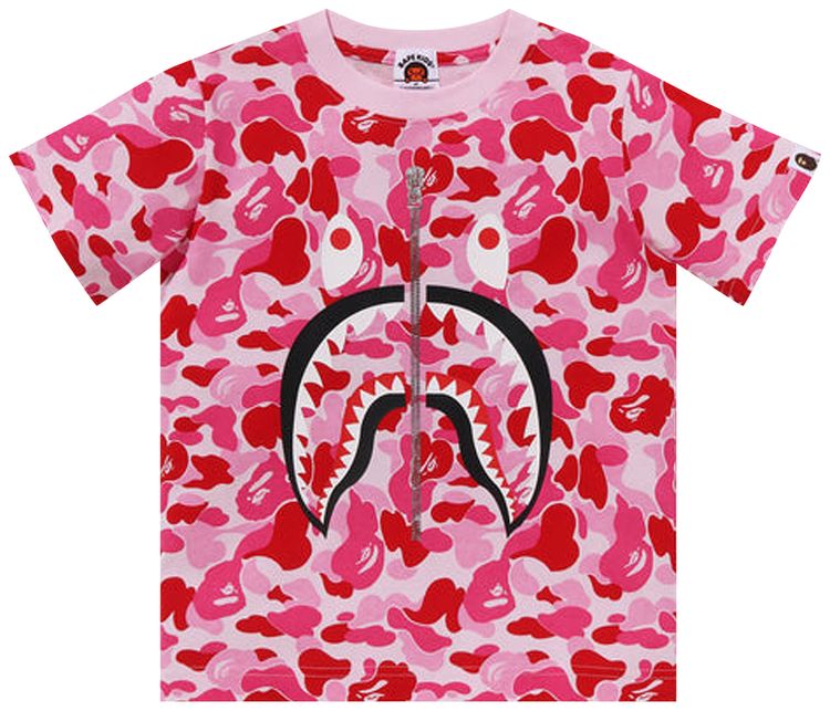 BAPE Kids ABC Camo Shark Tee Pink