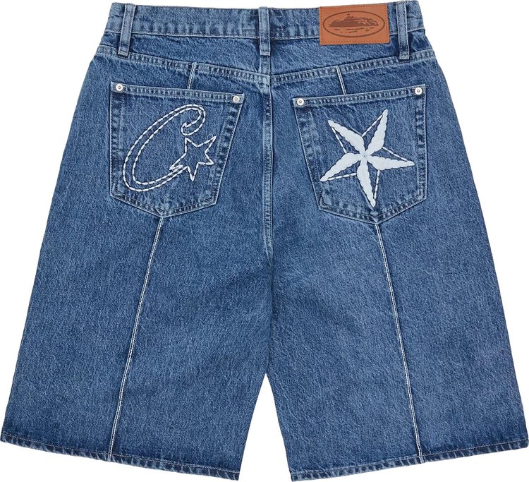 Corteiz C Star Denim Jorts Faded Blue