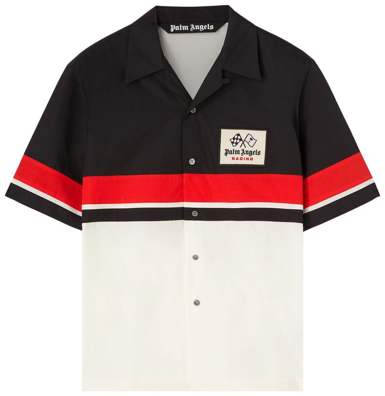 Palm Angels x Haas MoneyGram Racing Bowling Shirt BlackWhiteRed