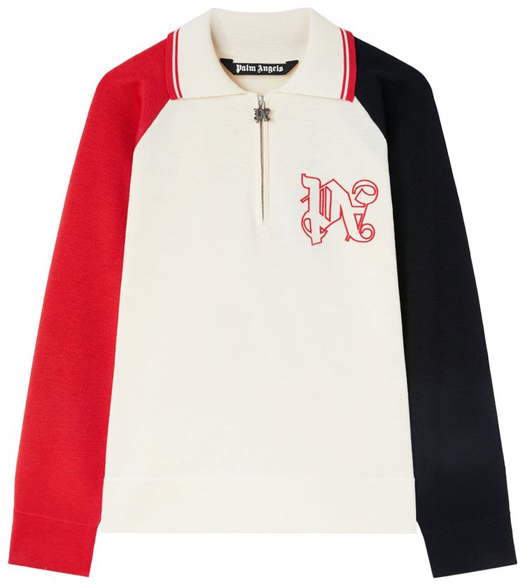 Palm Angels x Haas MoneyGram Racing Long Sleeve Polo Shirt WhiteRedBlack